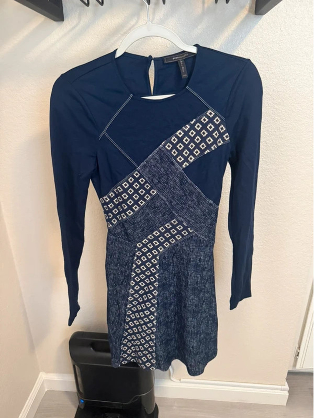 BCBG Maxazria Geometric Knit Long Sleeve Mini Dress NWT - Size XXS